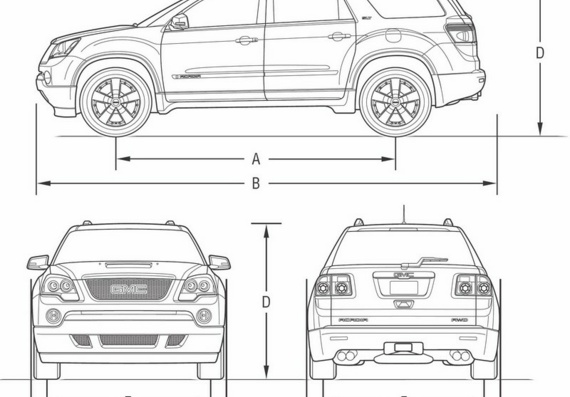 GMC Acadia (2007) (ГМC Акадия (2007)) - чертежи (рисунки) автомобиля